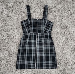Women's plaid mini zip up dress